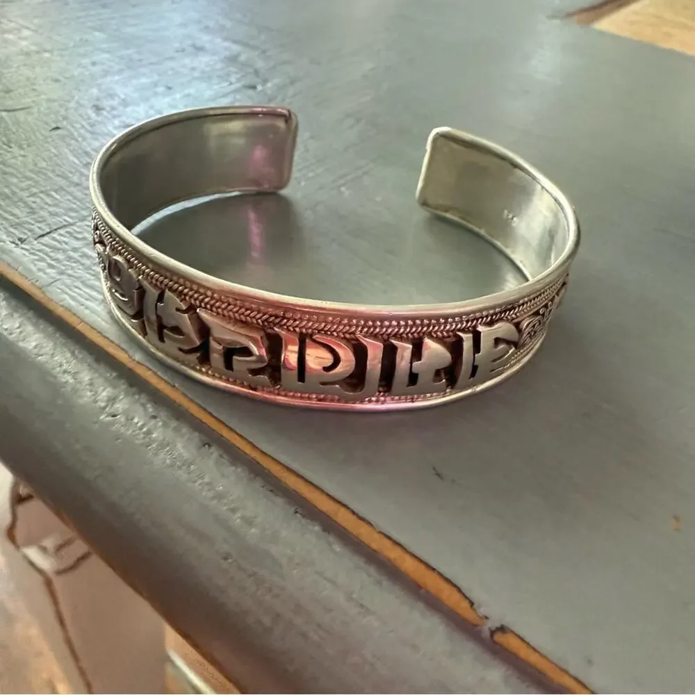 Mantra  Sterling Silver Cuff Bracelet